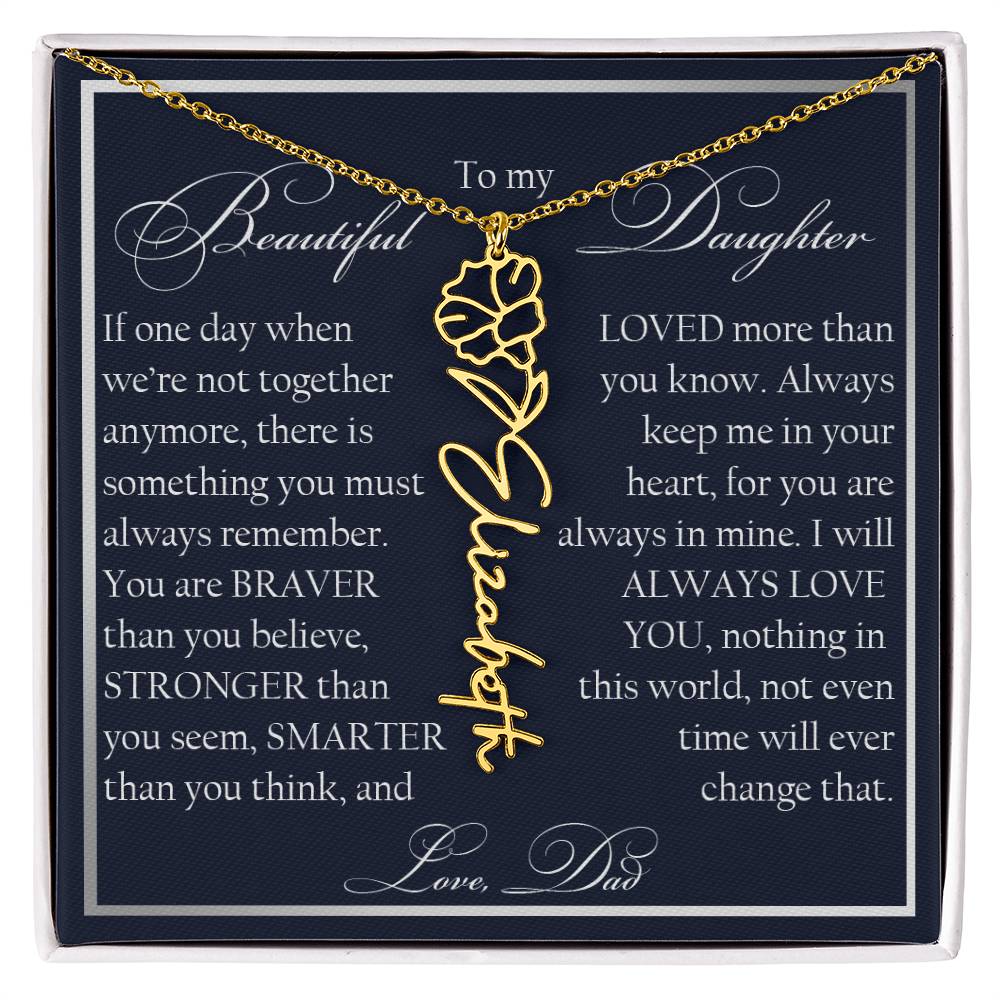 To My Beautiful Daughter, Name Flower Necklace