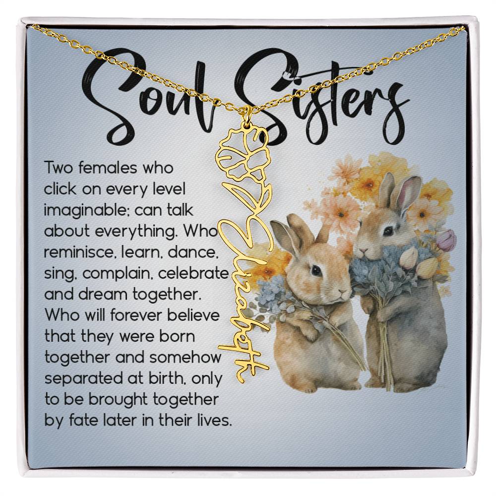 Soul Sisters Gift, Name Flower Necklace