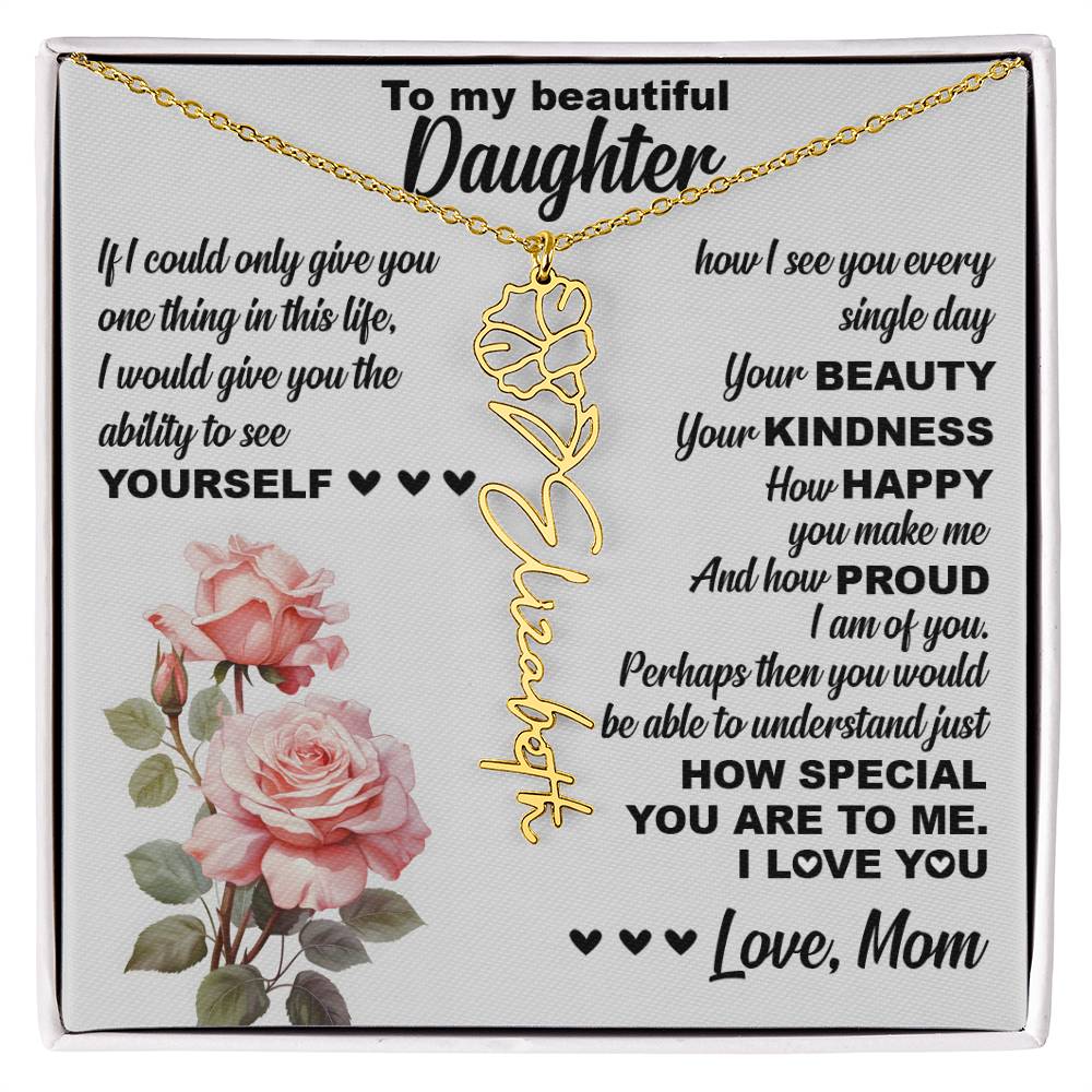 To My Beautiful Daughter, Birth Flower Name Necklace