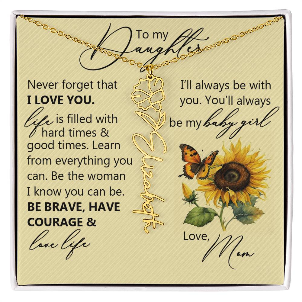 To My Daughter, Name Flower Necklace