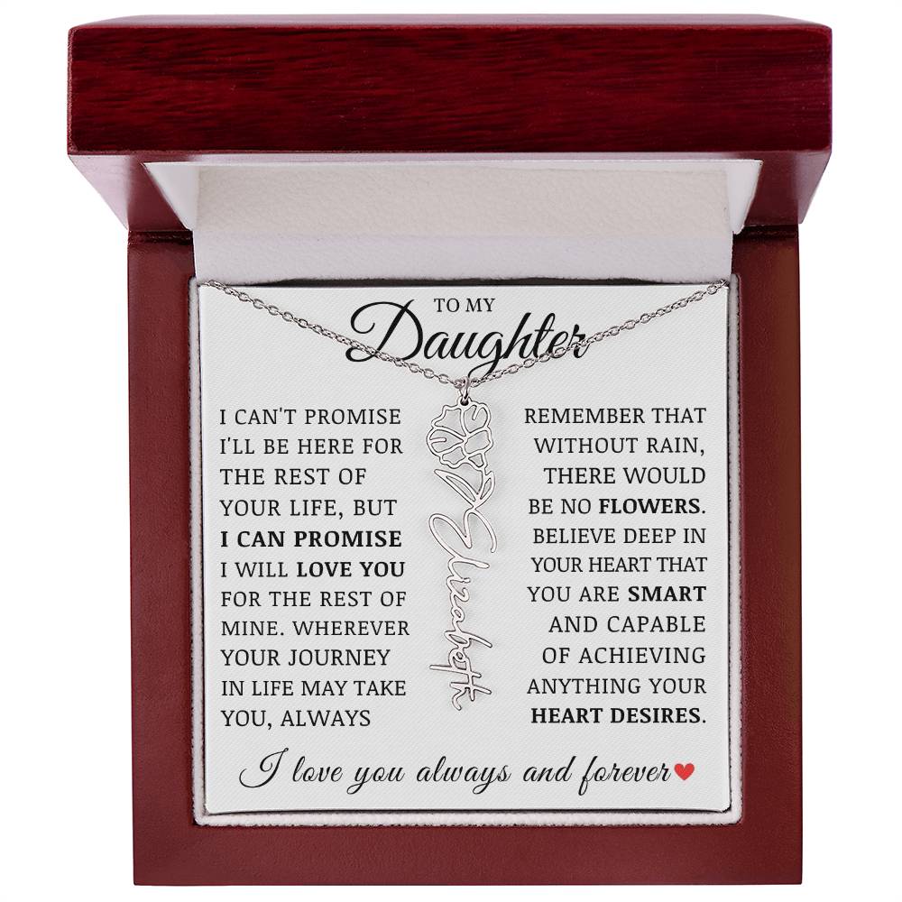 To My Daughter, Customized Name Necklace with Birth Flower, Birthday Christmas Graduation Gift for Her