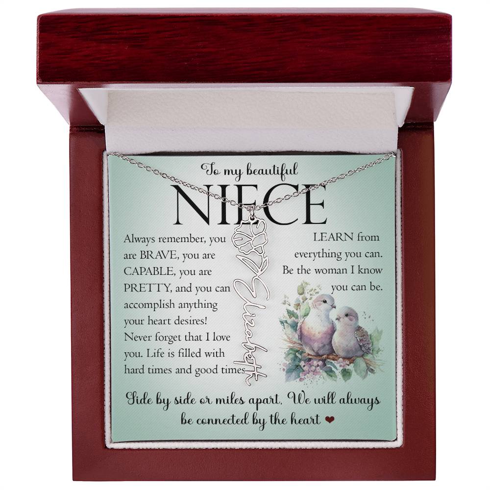 Niece Gift, Name Flower Necklace