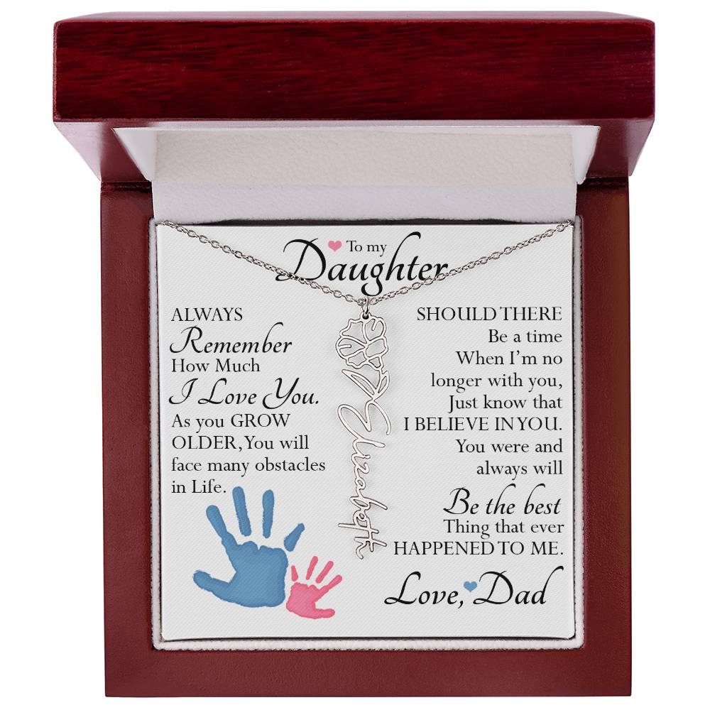To My Daughter, Name Flower Necklace