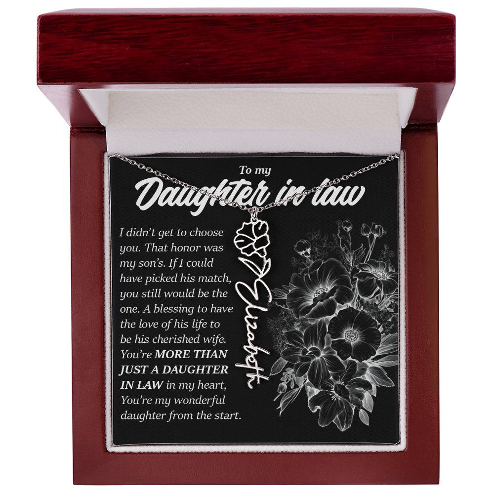 Daughter In Law Gift, Custom Birth Month Flower Name Necklace