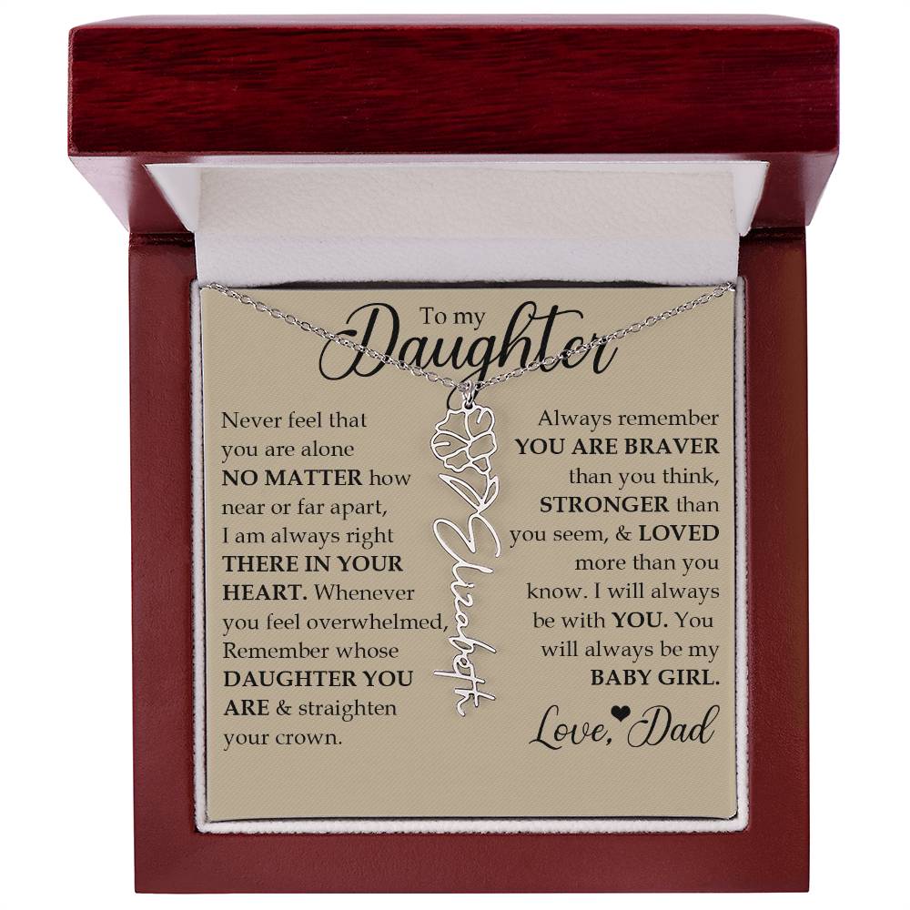 To My Daughter, Name Flower Necklace