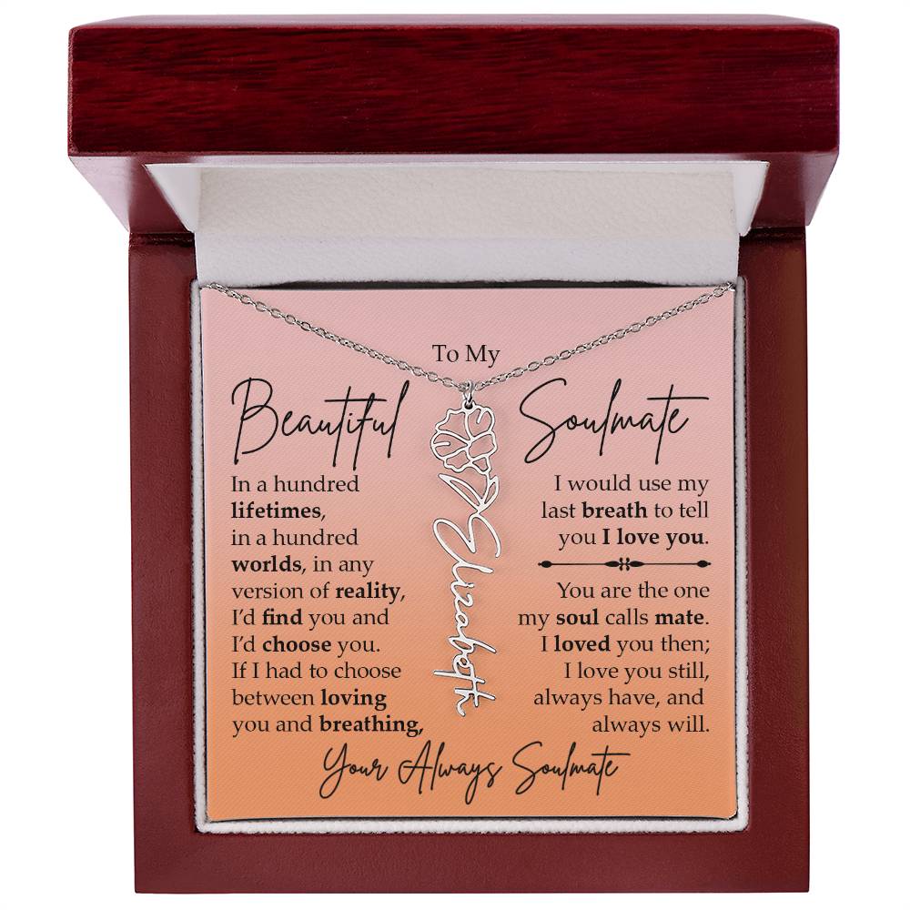 To My Beautiful Soulmate, Name Flower Necklace