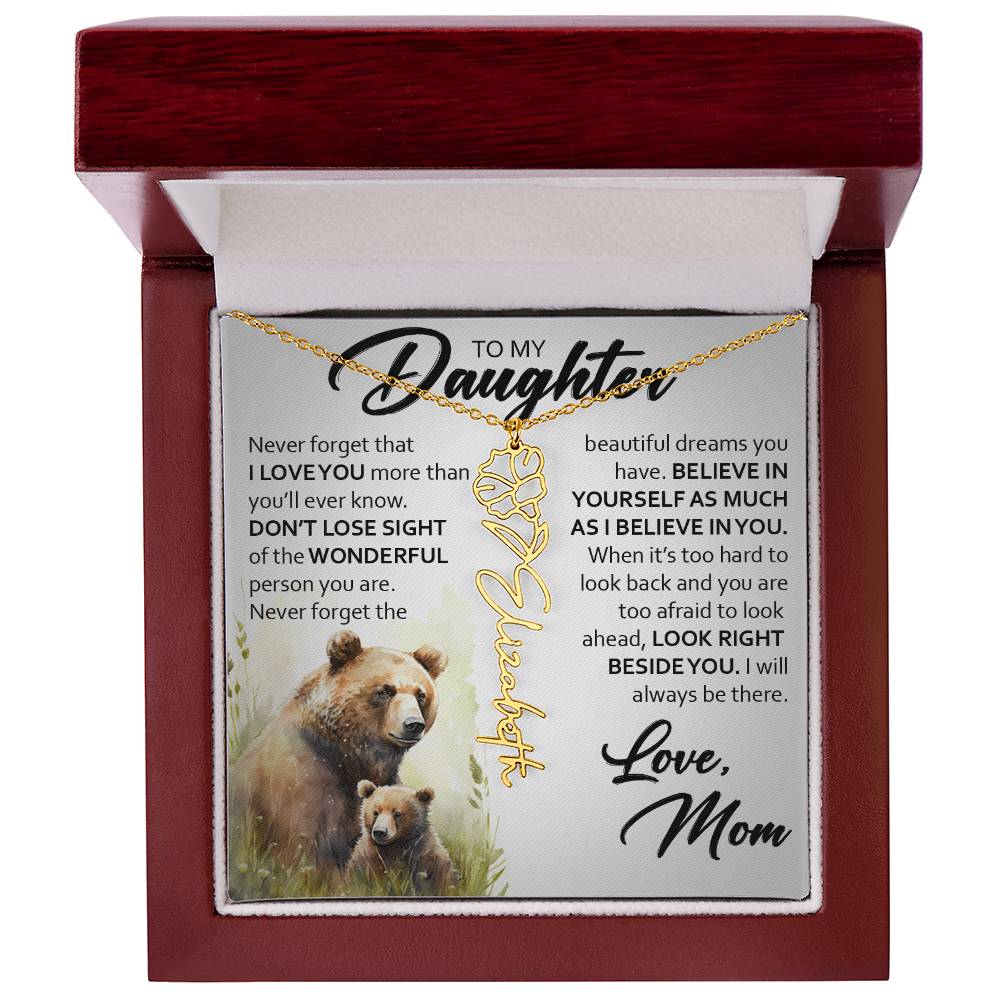 Custom Name Flower Necklace, Daughter Gift