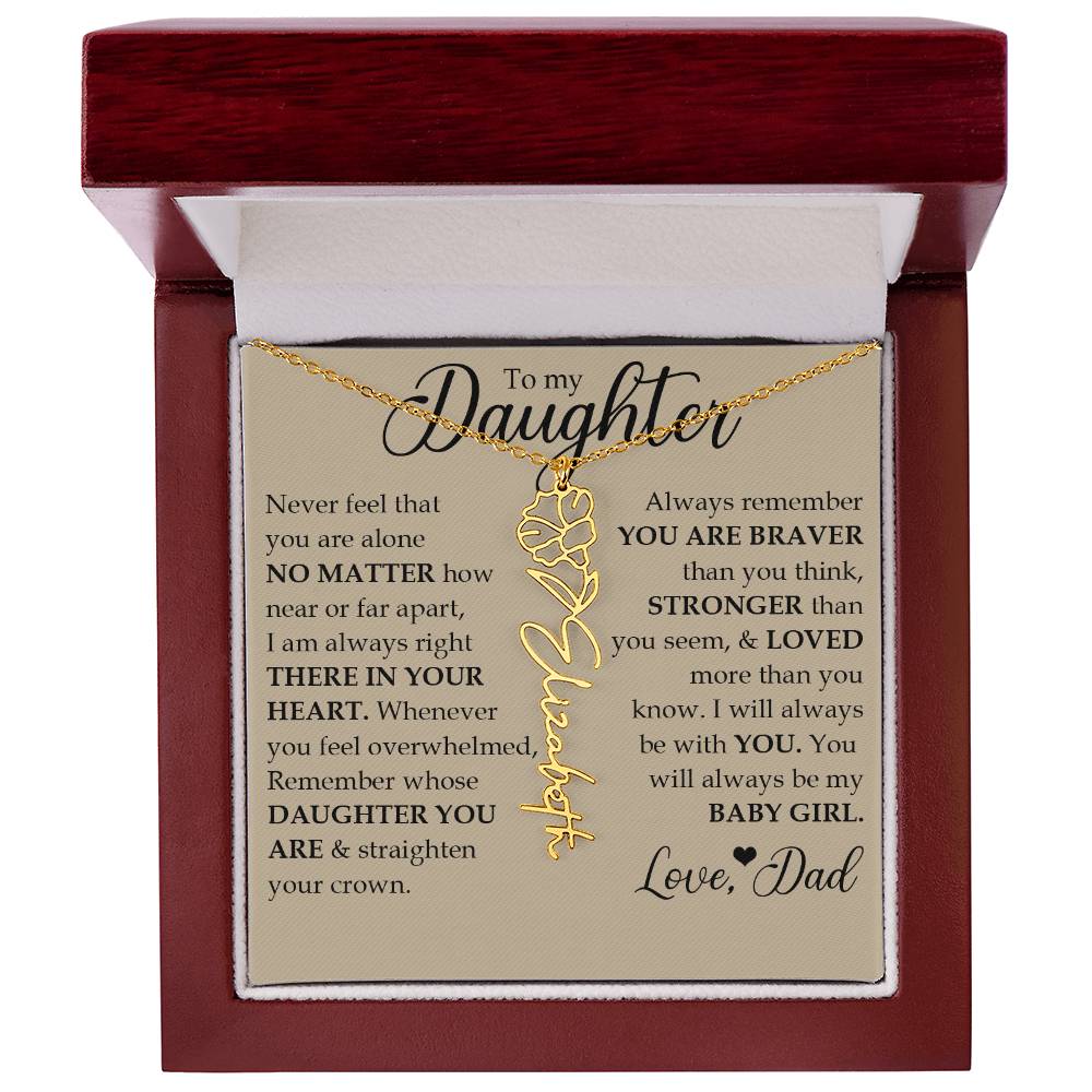 To My Daughter, Name Flower Necklace