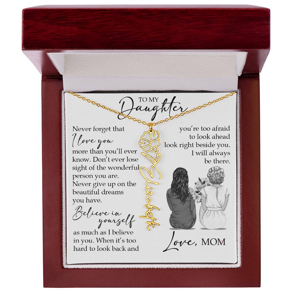 To My Daughter, Birth Flower Name Necklace