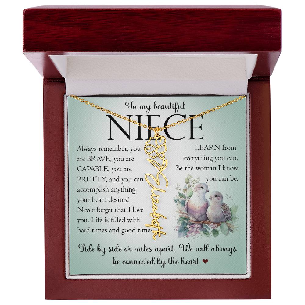 Niece Gift, Name Flower Necklace