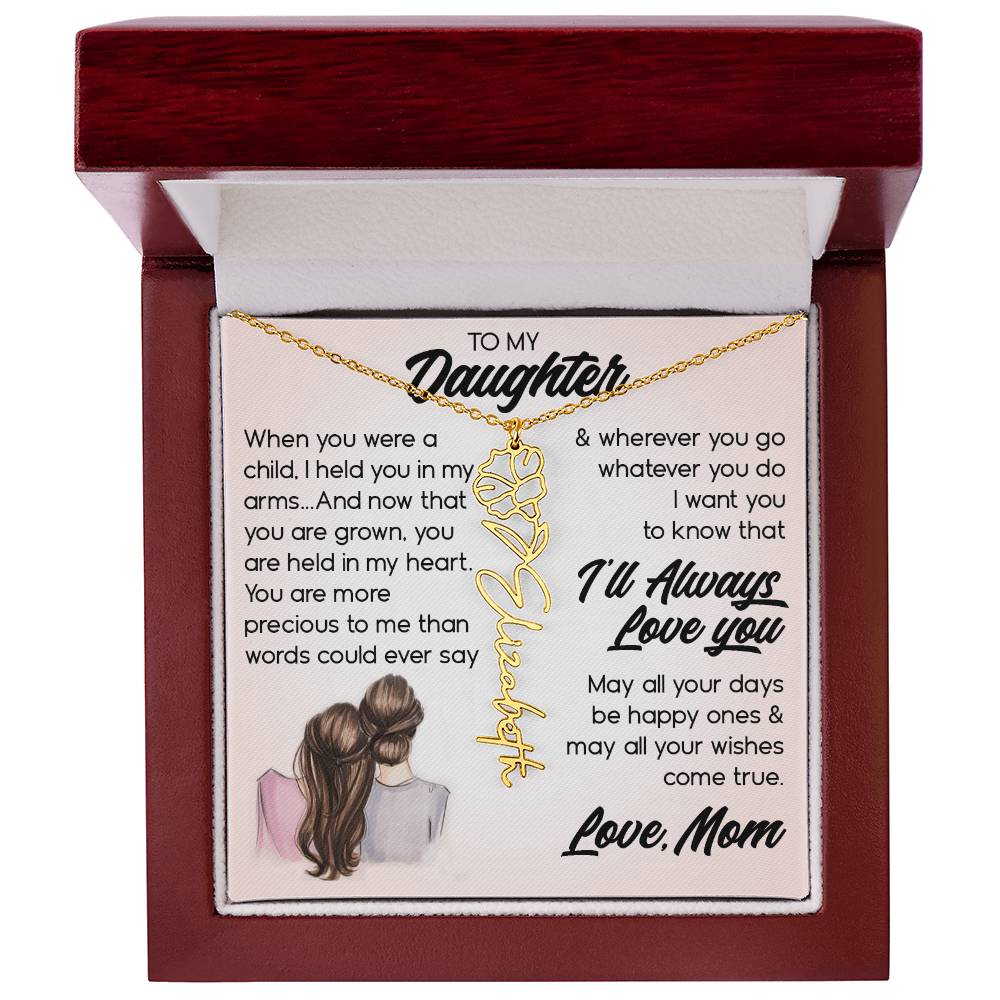 To My Daughter, Name Flower Necklace