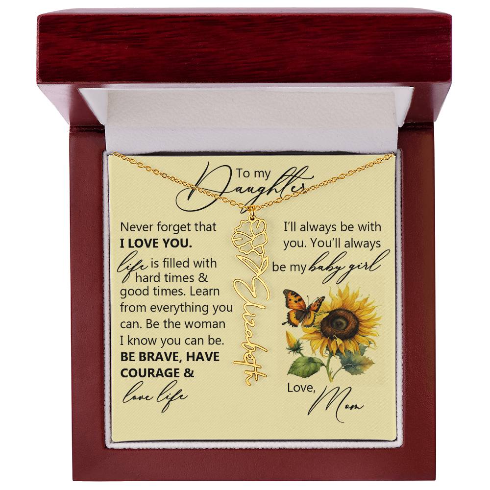 To My Daughter, Name Flower Necklace