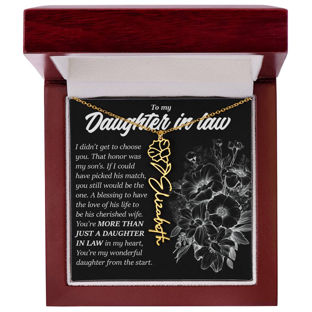 Daughter In Law Gift, Custom Birth Month Flower Name Necklace