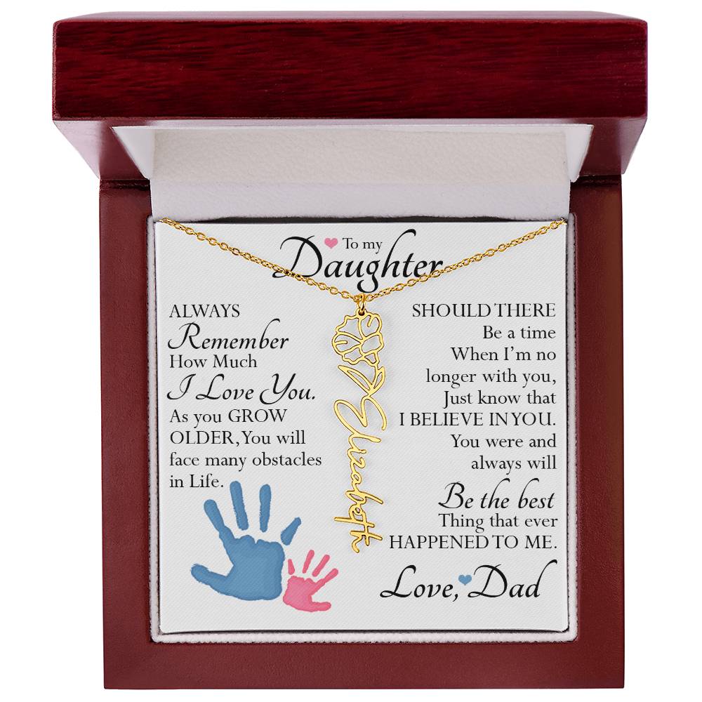 To My Daughter, Name Flower Necklace