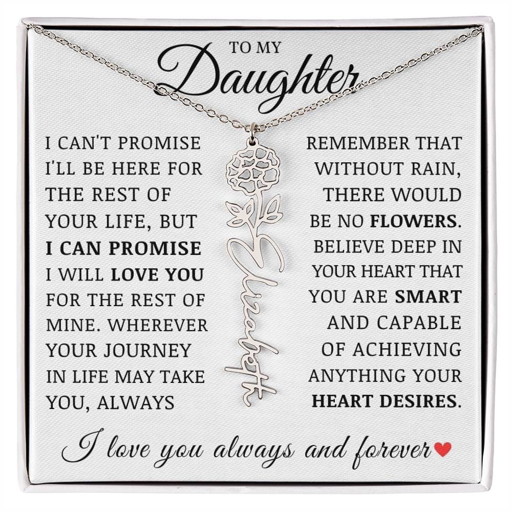 To My Daughter, Customized Name Necklace with Birth Flower, Birthday Christmas Graduation Gift for Her