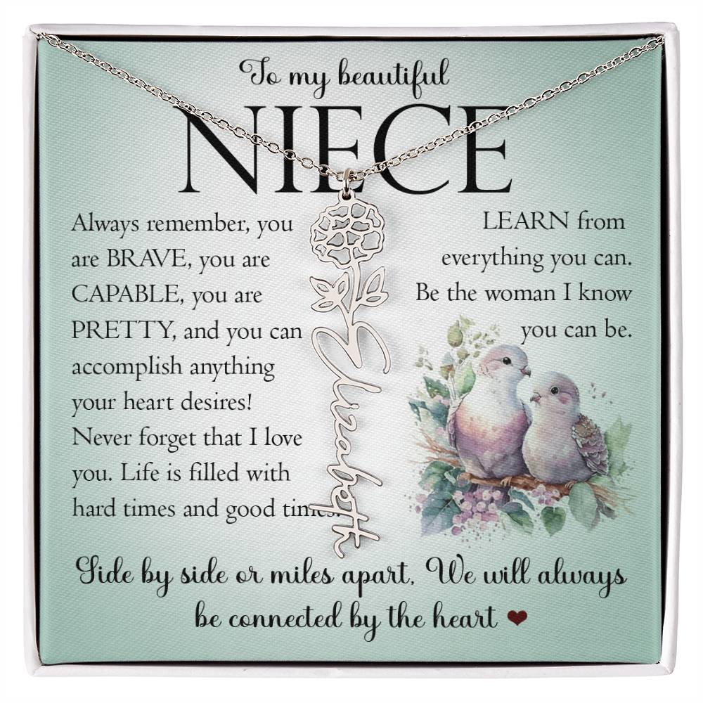 Niece Gift, Name Flower Necklace