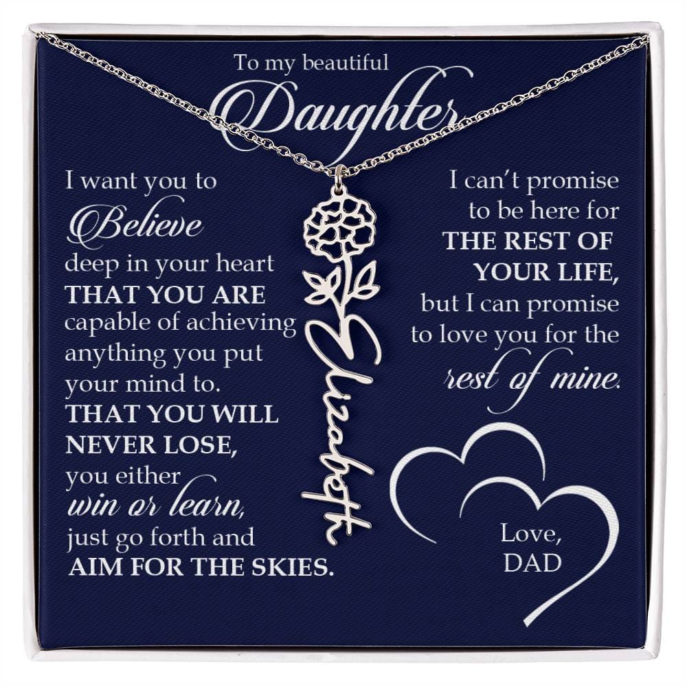 To My Beautiful Daughter, Name Flower Necklace