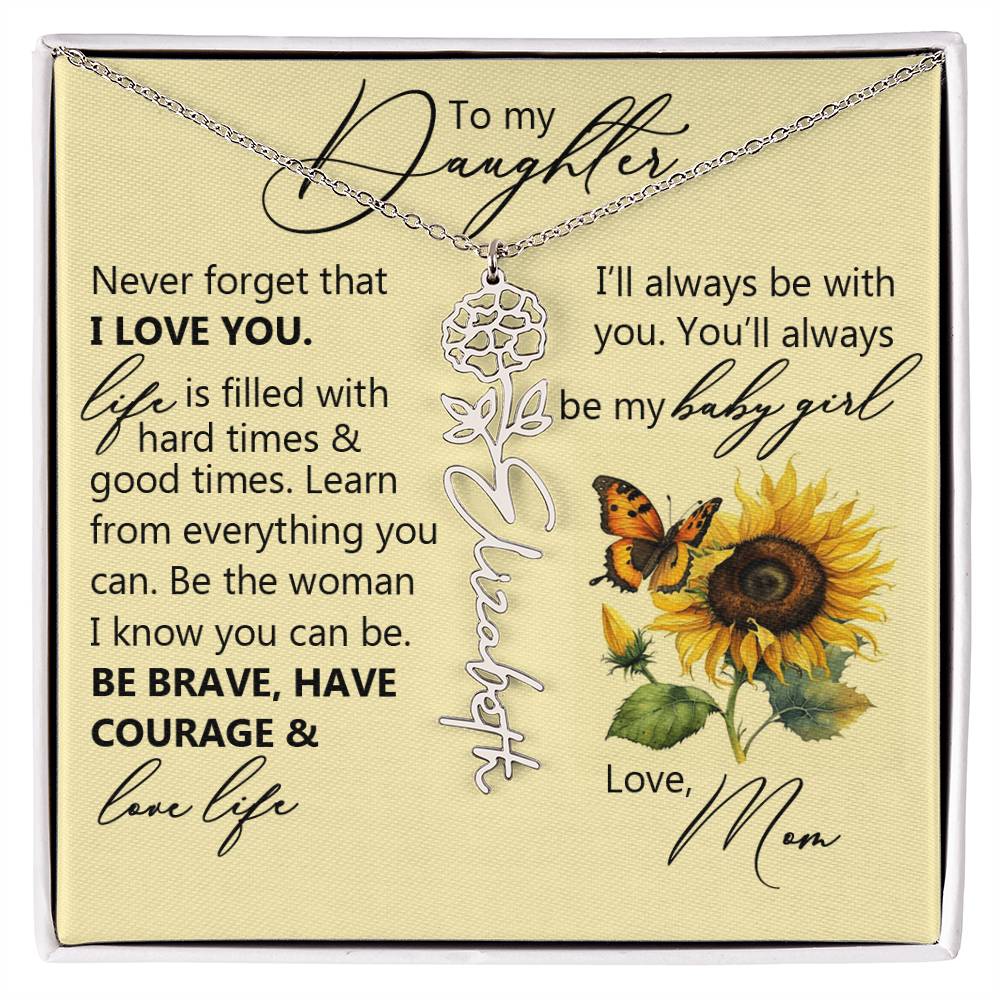 To My Daughter, Name Flower Necklace