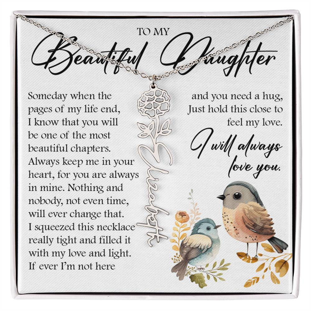 Custom Name Flower Necklace, Daughter Gift