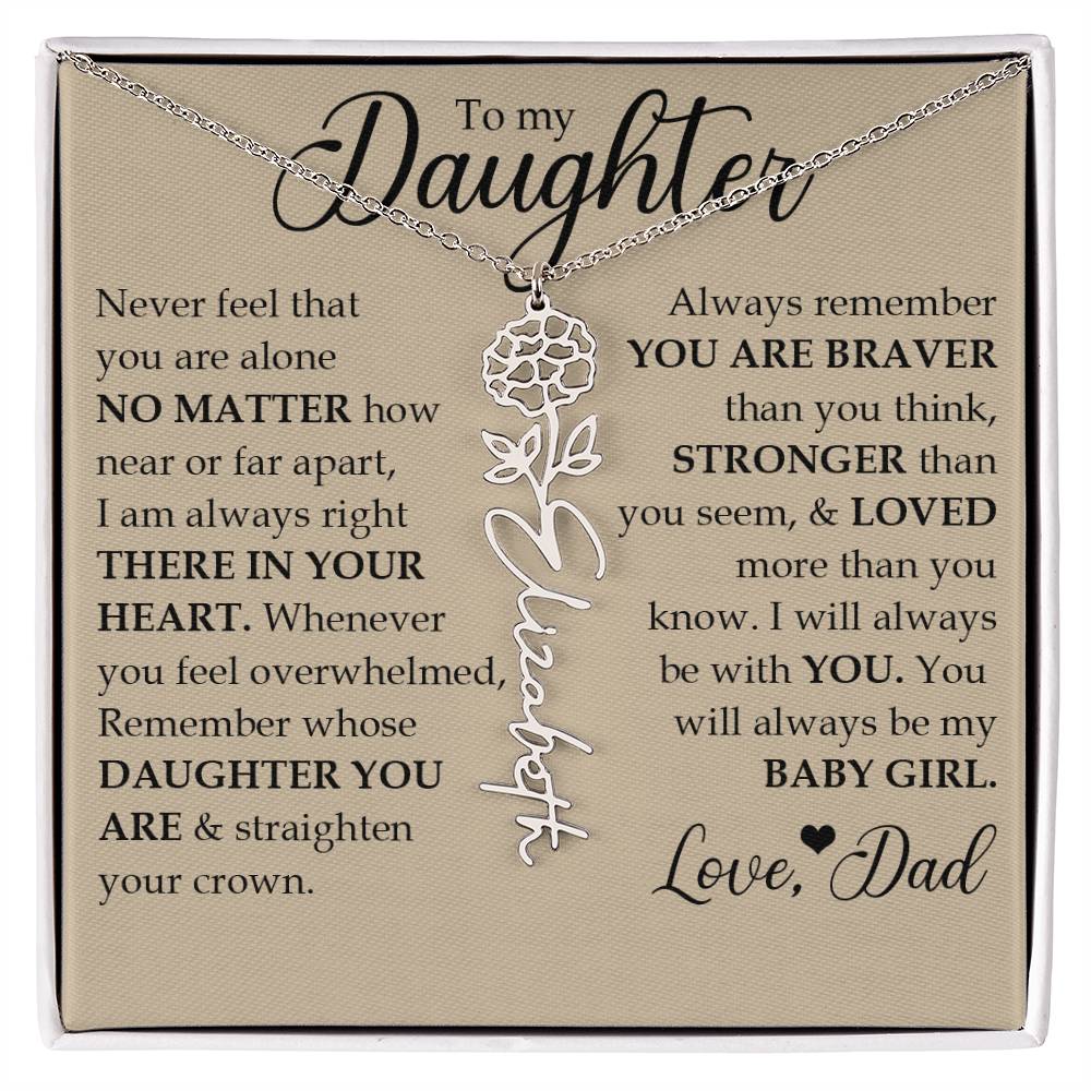 To My Daughter, Name Flower Necklace