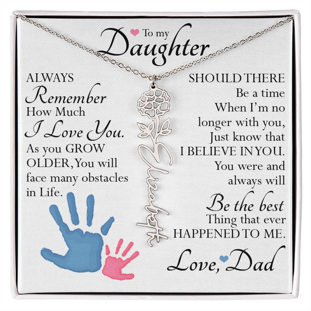To My Daughter, Name Flower Necklace