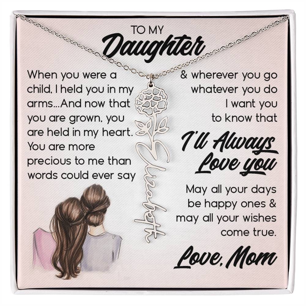 To My Daughter, Name Flower Necklace
