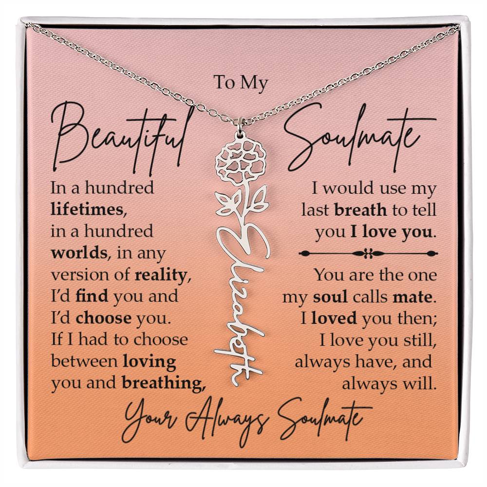 To My Beautiful Soulmate, Name Flower Necklace