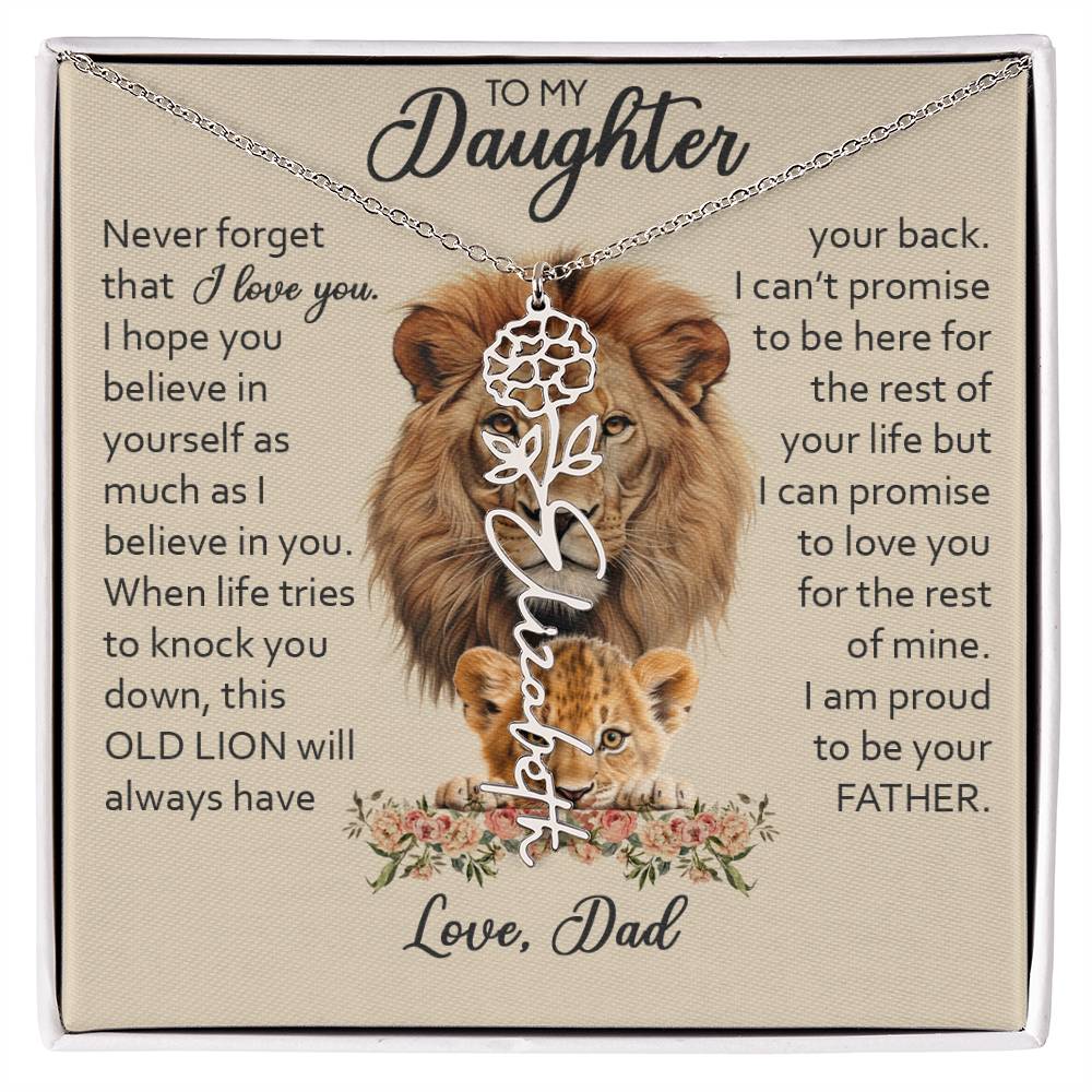 To My Daughter, Birth Flower Name Necklace