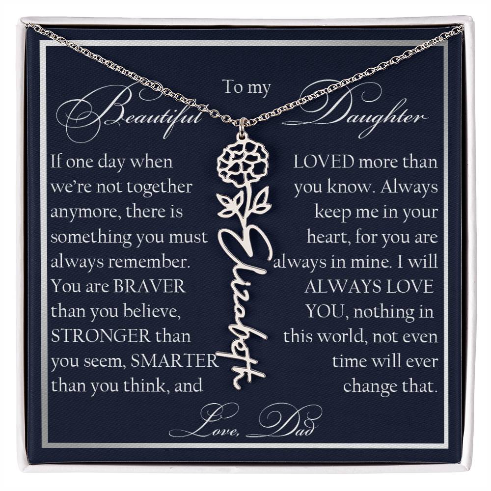 To My Beautiful Daughter, Name Flower Necklace