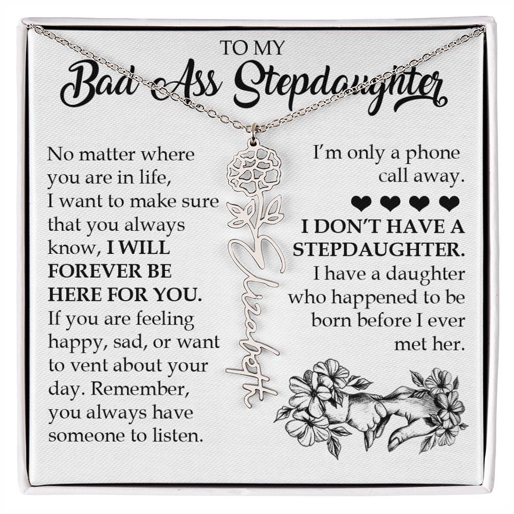 Personalized Daughter Keepsake Gift, Name Flower Necklace