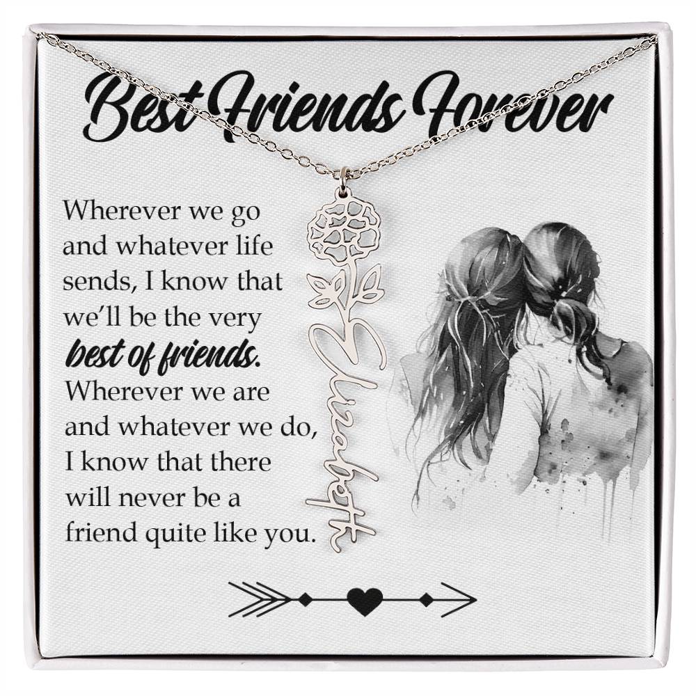 Best Friend Gift, Name Flower Necklace