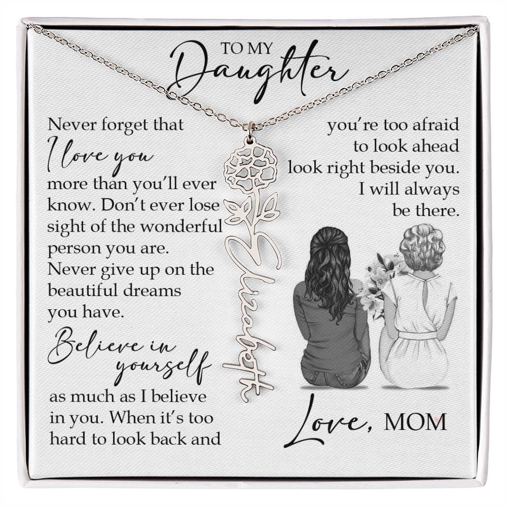 To My Daughter, Birth Flower Name Necklace