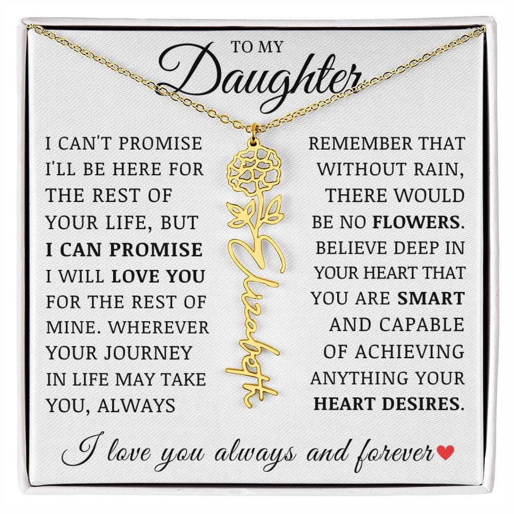 To My Daughter, Customized Name Necklace with Birth Flower, Birthday Christmas Graduation Gift for Her