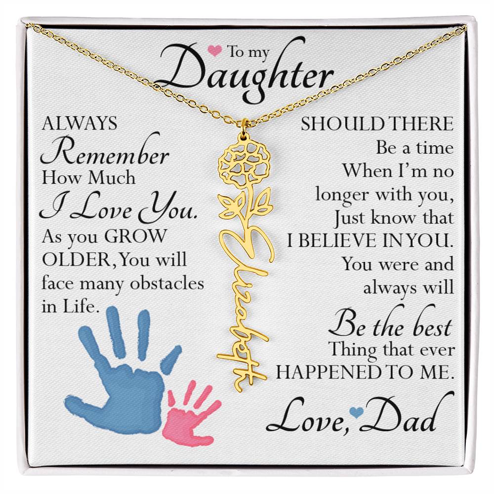 To My Daughter, Name Flower Necklace
