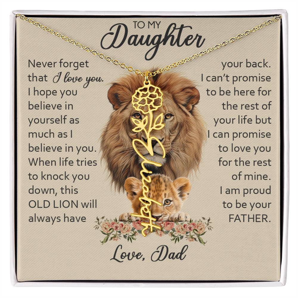To My Daughter, Birth Flower Name Necklace