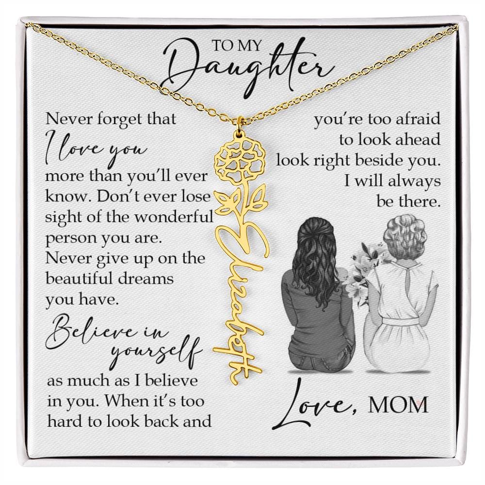 To My Daughter, Birth Flower Name Necklace