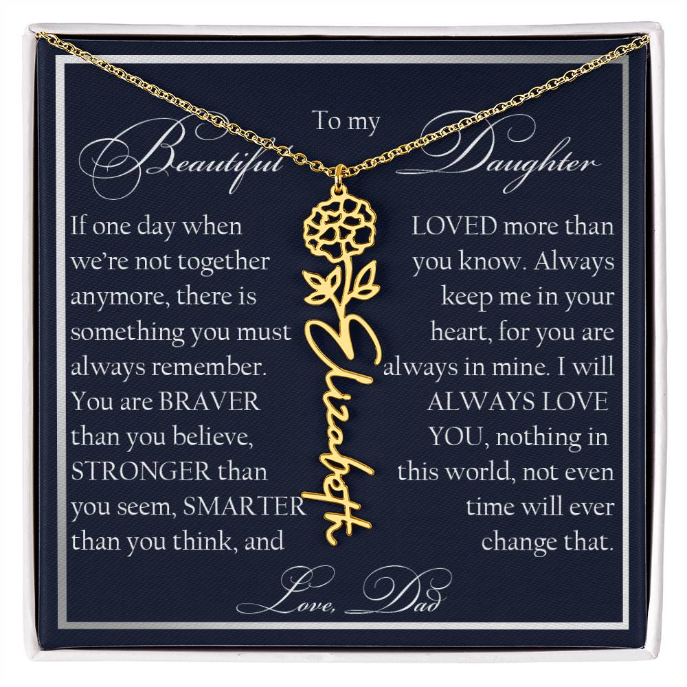 To My Beautiful Daughter, Name Flower Necklace