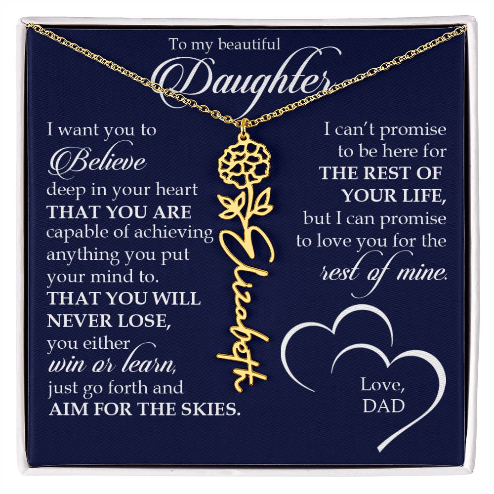 To My Beautiful Daughter, Name Flower Necklace