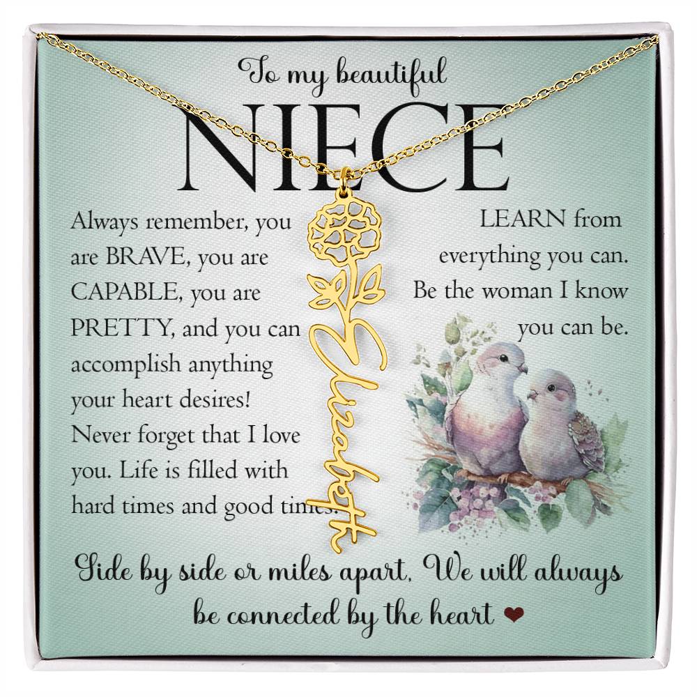 Niece Gift, Name Flower Necklace