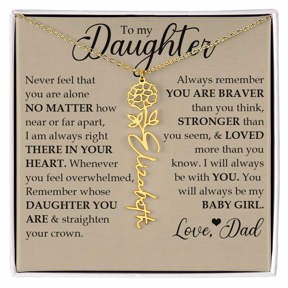 To My Daughter, Name Flower Necklace