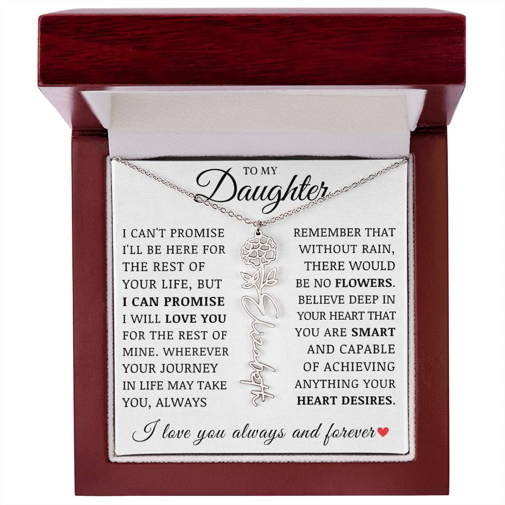 To My Daughter, Customized Name Necklace with Birth Flower, Birthday Christmas Graduation Gift for Her