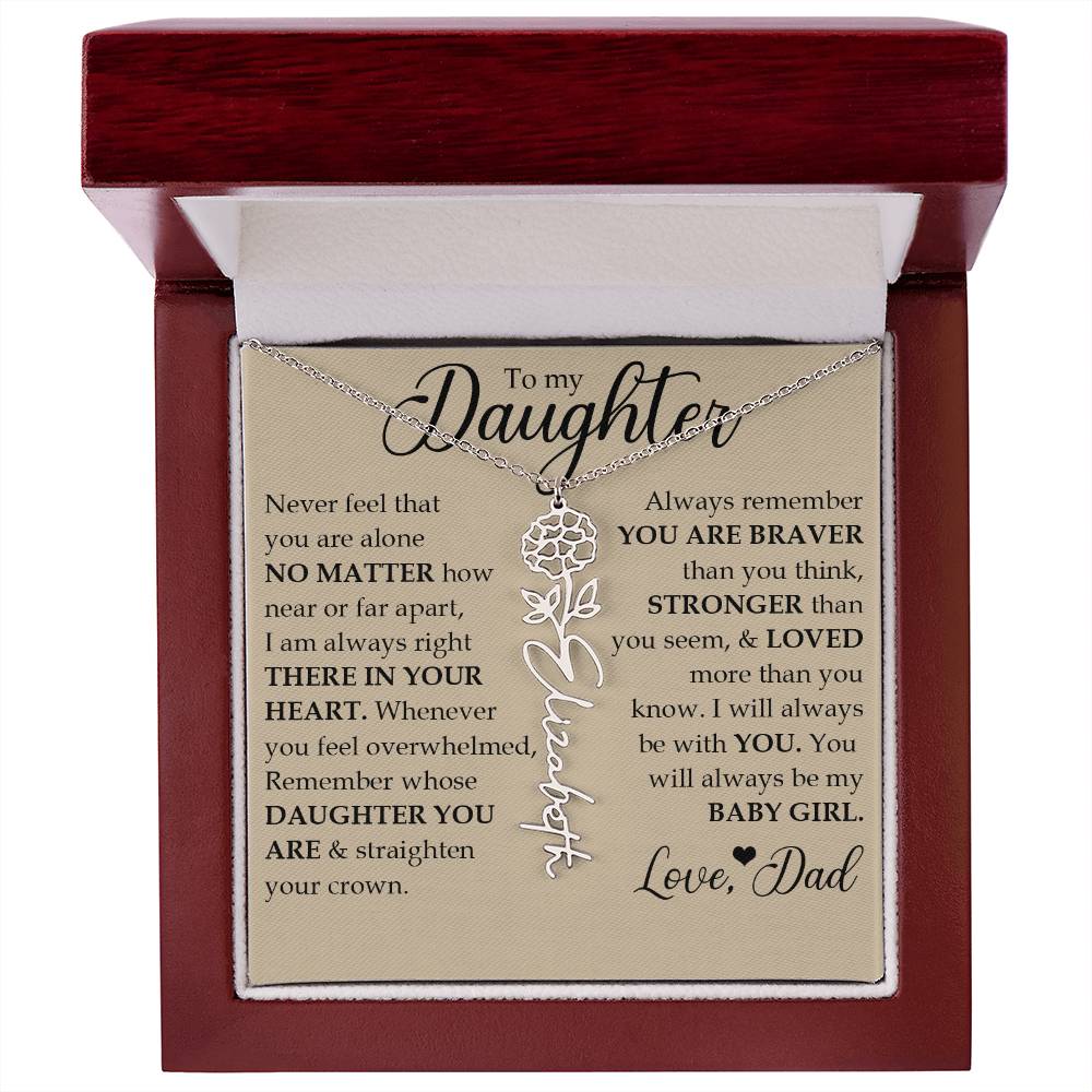 To My Daughter, Name Flower Necklace