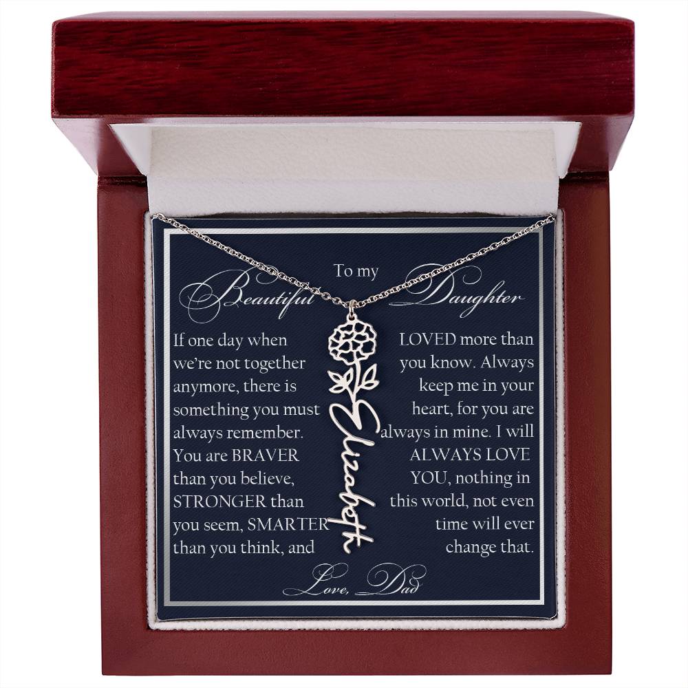 To My Daughter, Name Flower Necklace