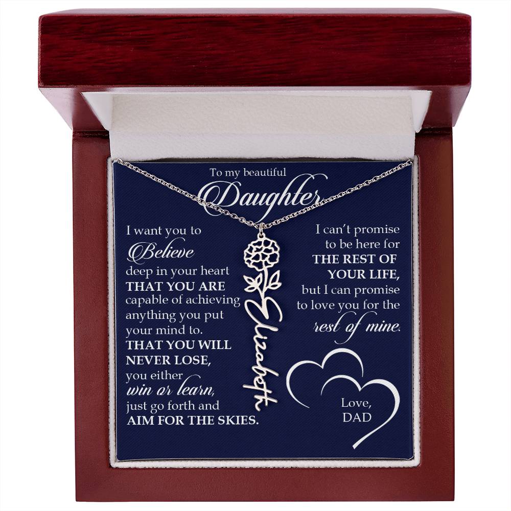 To My Beautiful Daughter, Name Flower Necklace