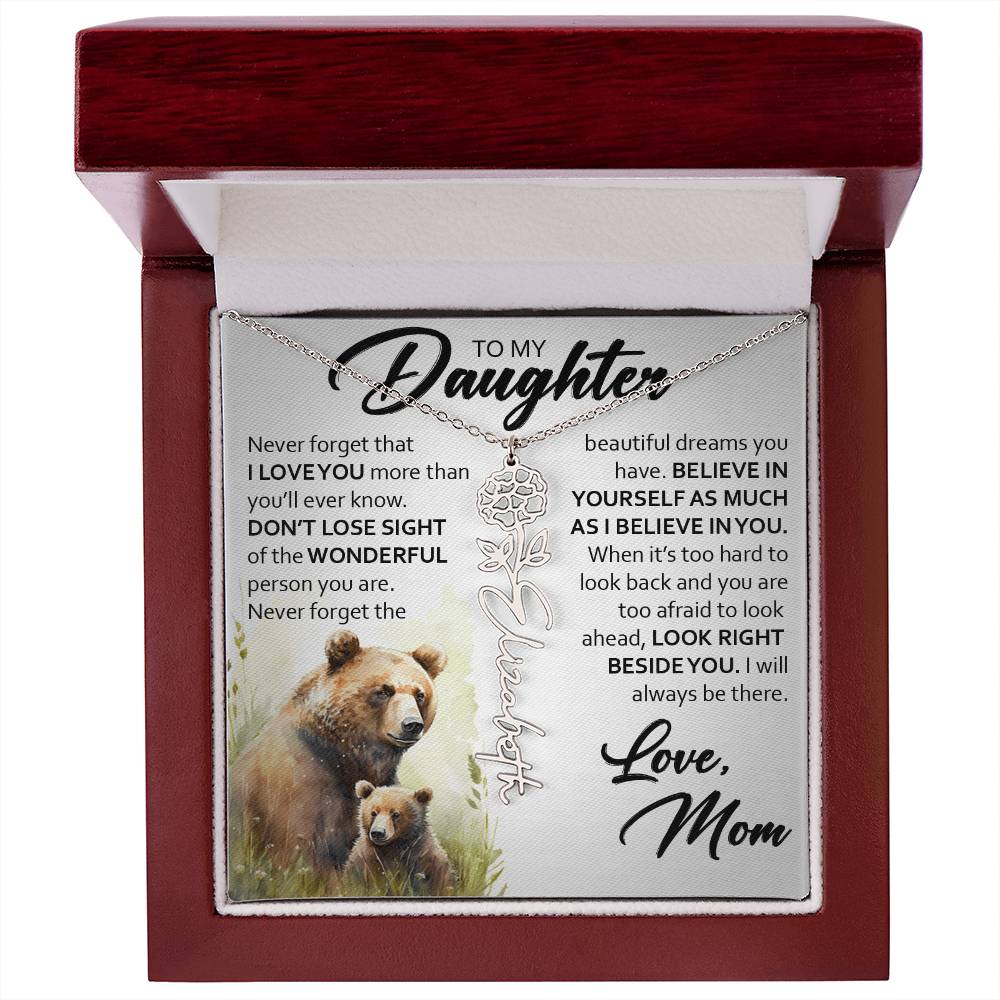 Custom Name Flower Necklace, Daughter Gift