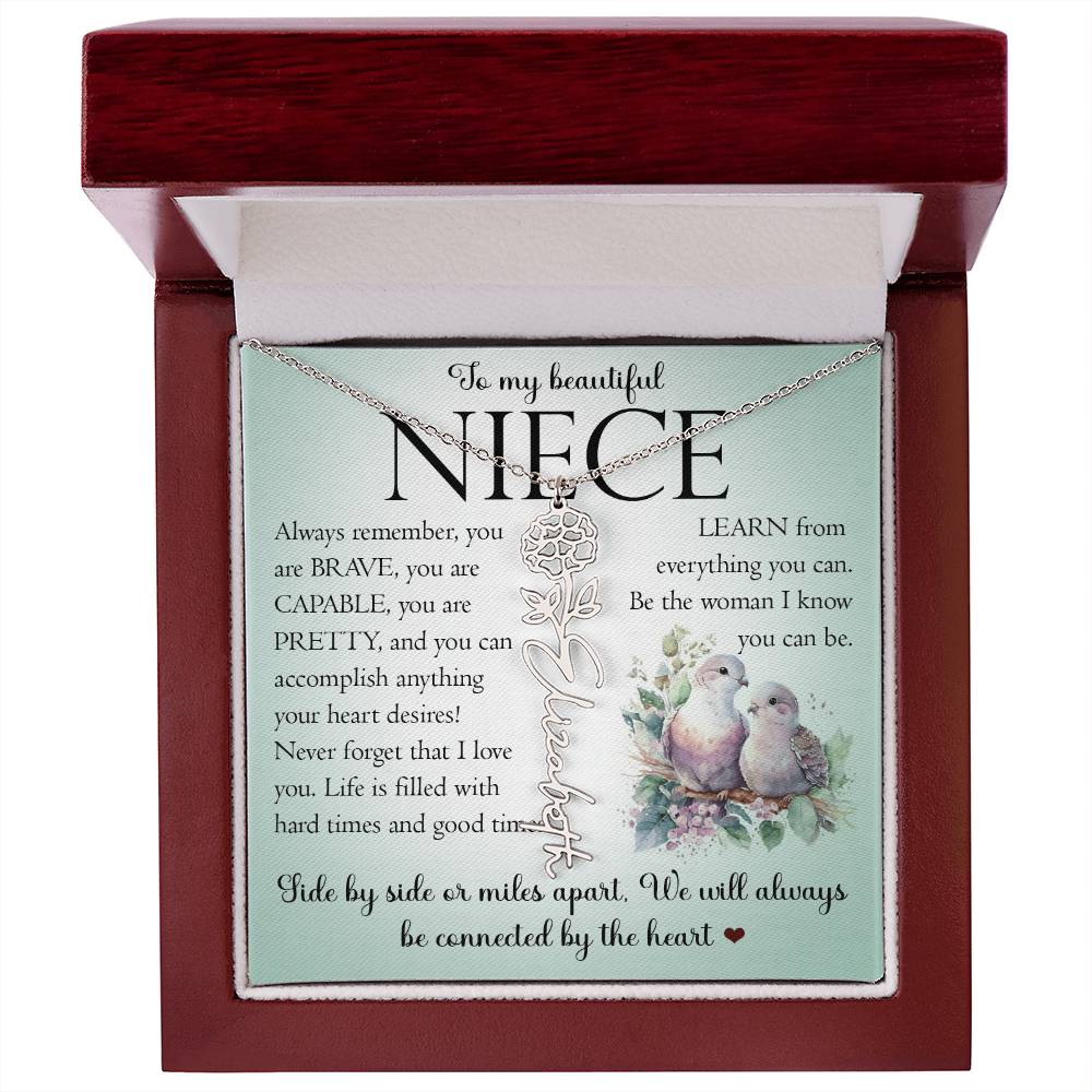 Niece Gift, Name Flower Necklace