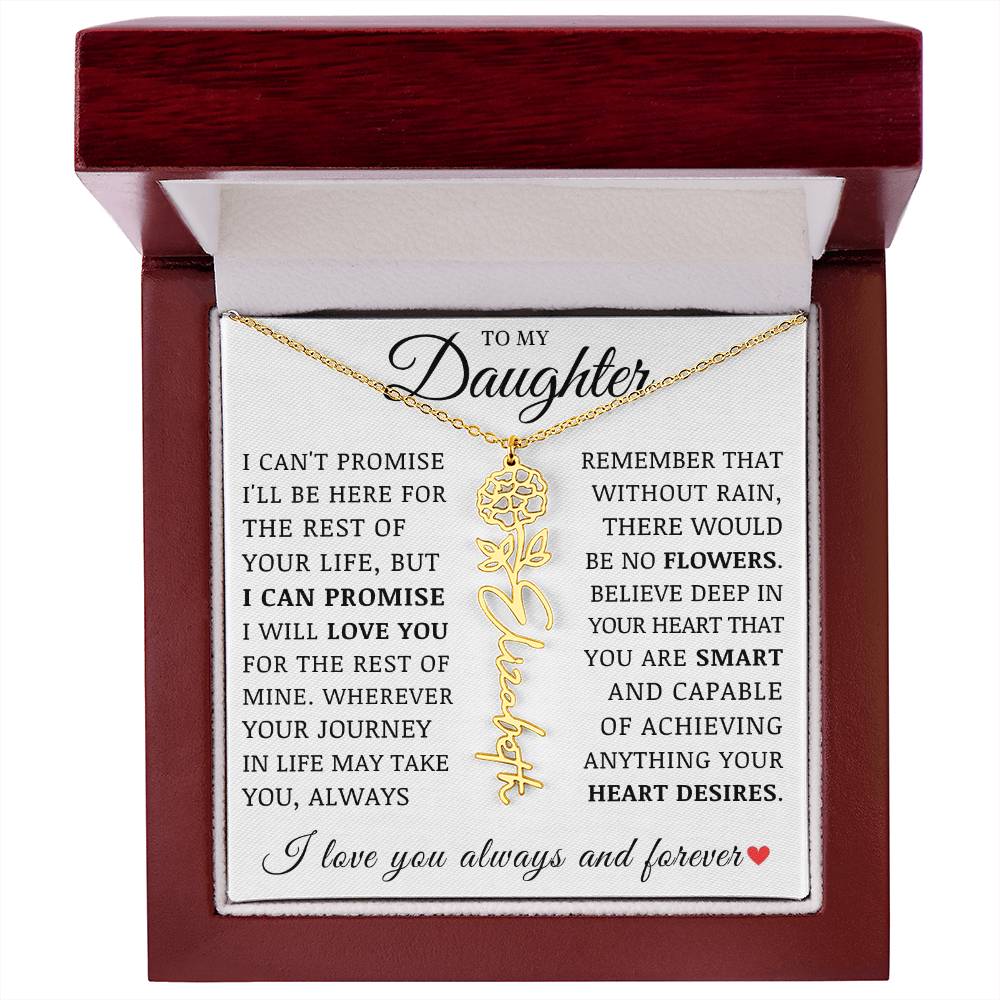 To My Daughter, Customized Name Necklace with Birth Flower, Birthday Christmas Graduation Gift for Her
