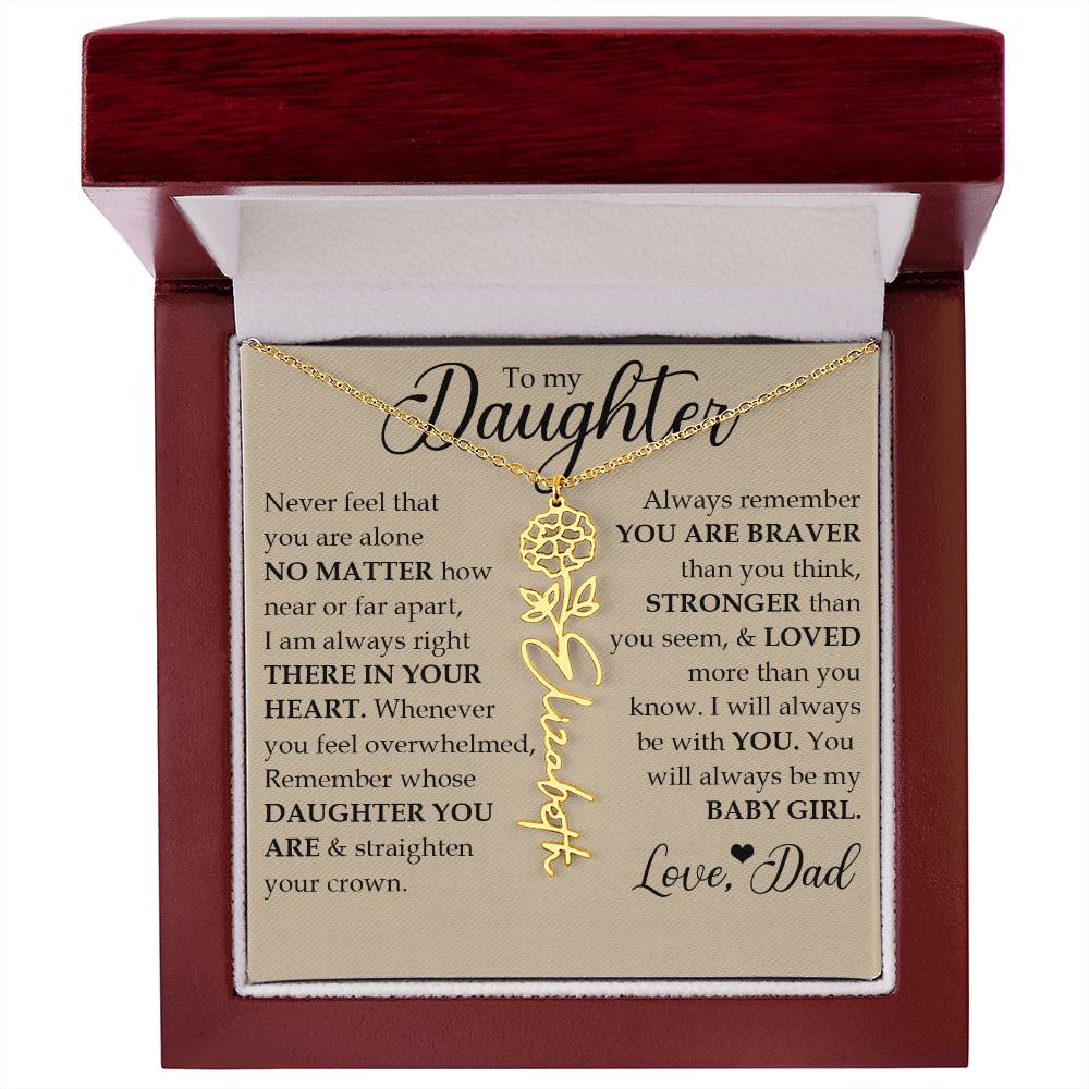To My Daughter, Name Flower Necklace