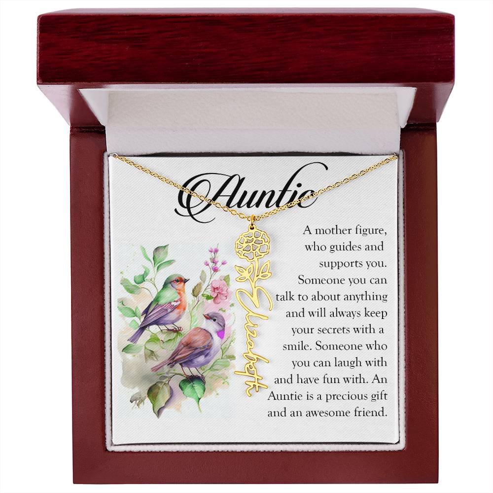 Aunt Gift, Name Flower Necklace