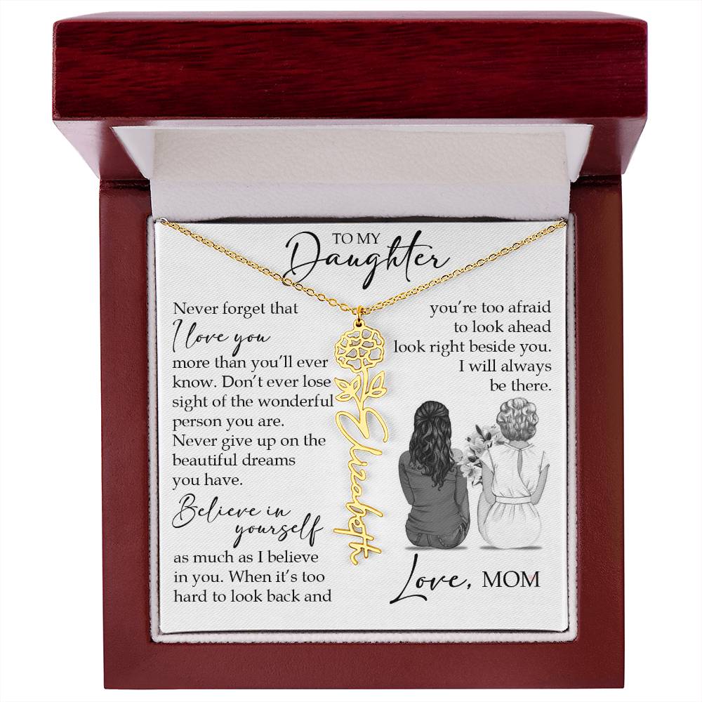To My Daughter, Birth Flower Name Necklace